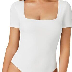 Square neck short sleeve bodysuit